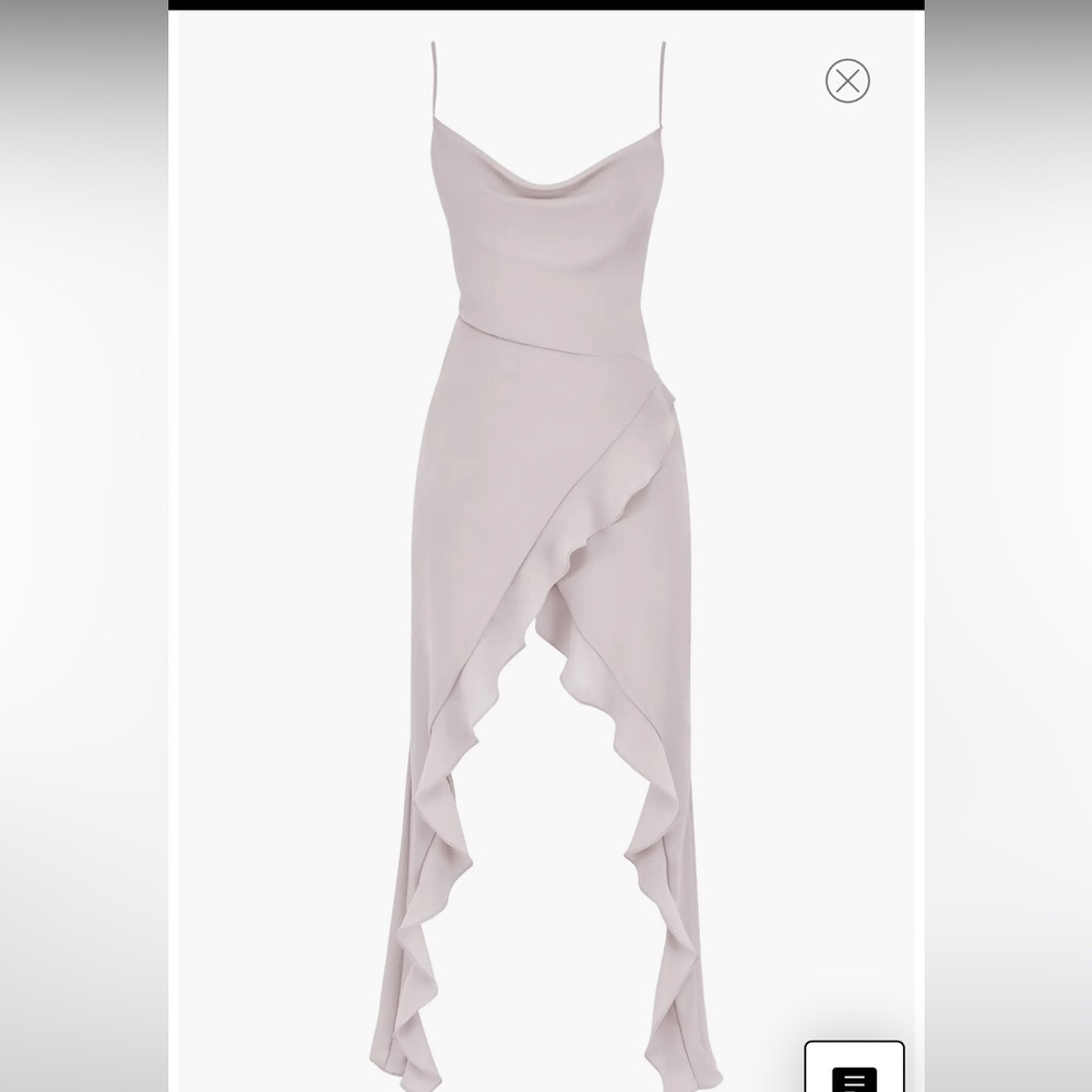 House Of CB Alexandria Dress Gray Size Large With Cowl Neck and open front NWT